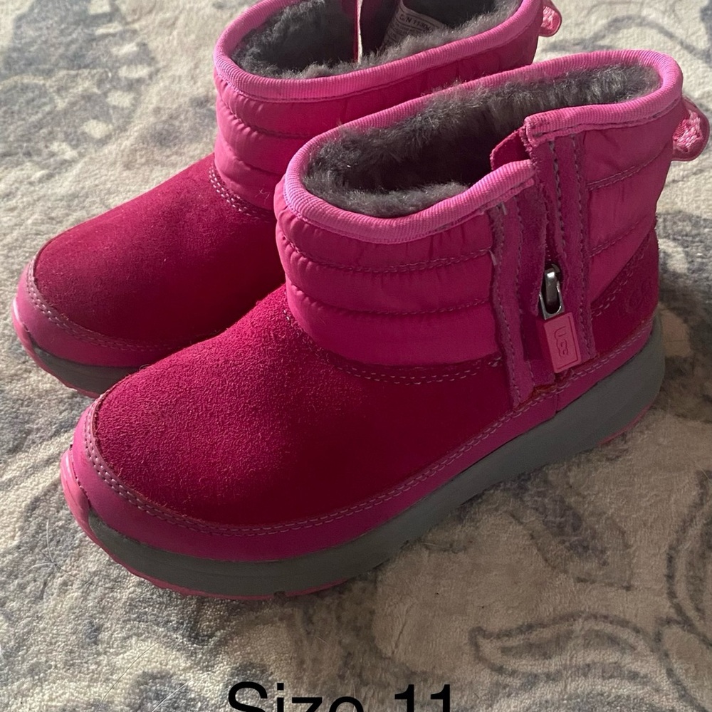 Ugg Kids Pink Winter Boots with Faux Fur Lining